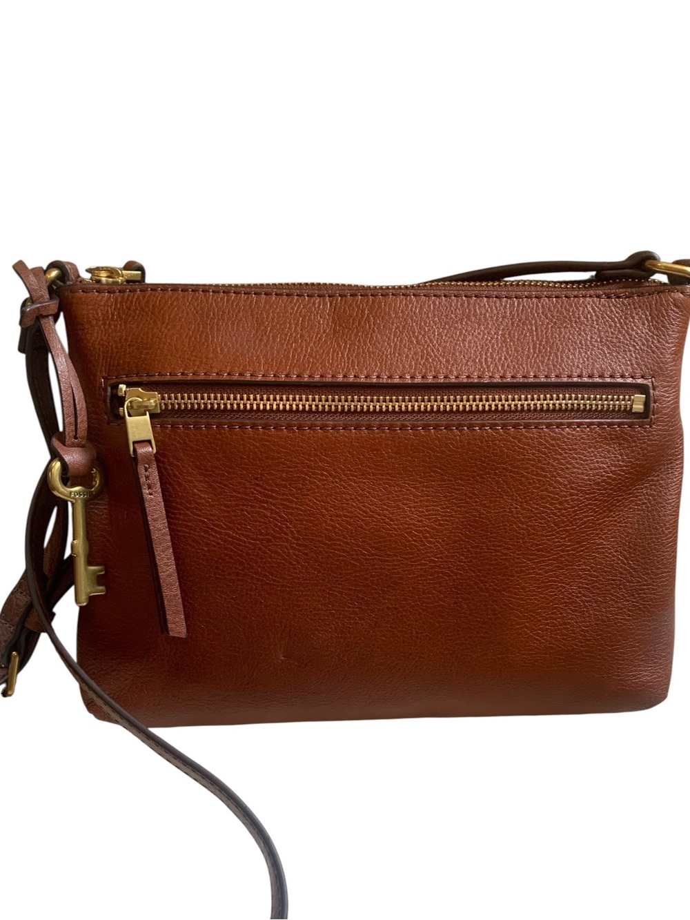 FOSSIL "Fiona" Small Brown Crossbody Purse w/ Key Charm - Picture 2 of 10
